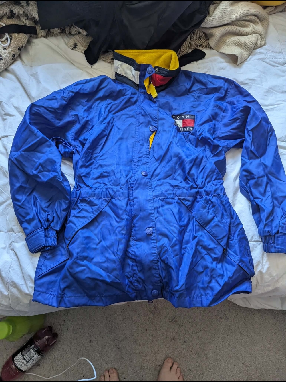 Vintage Tommy Hilfiger Cobalt Blue Jacket with Yellow Collar Accents